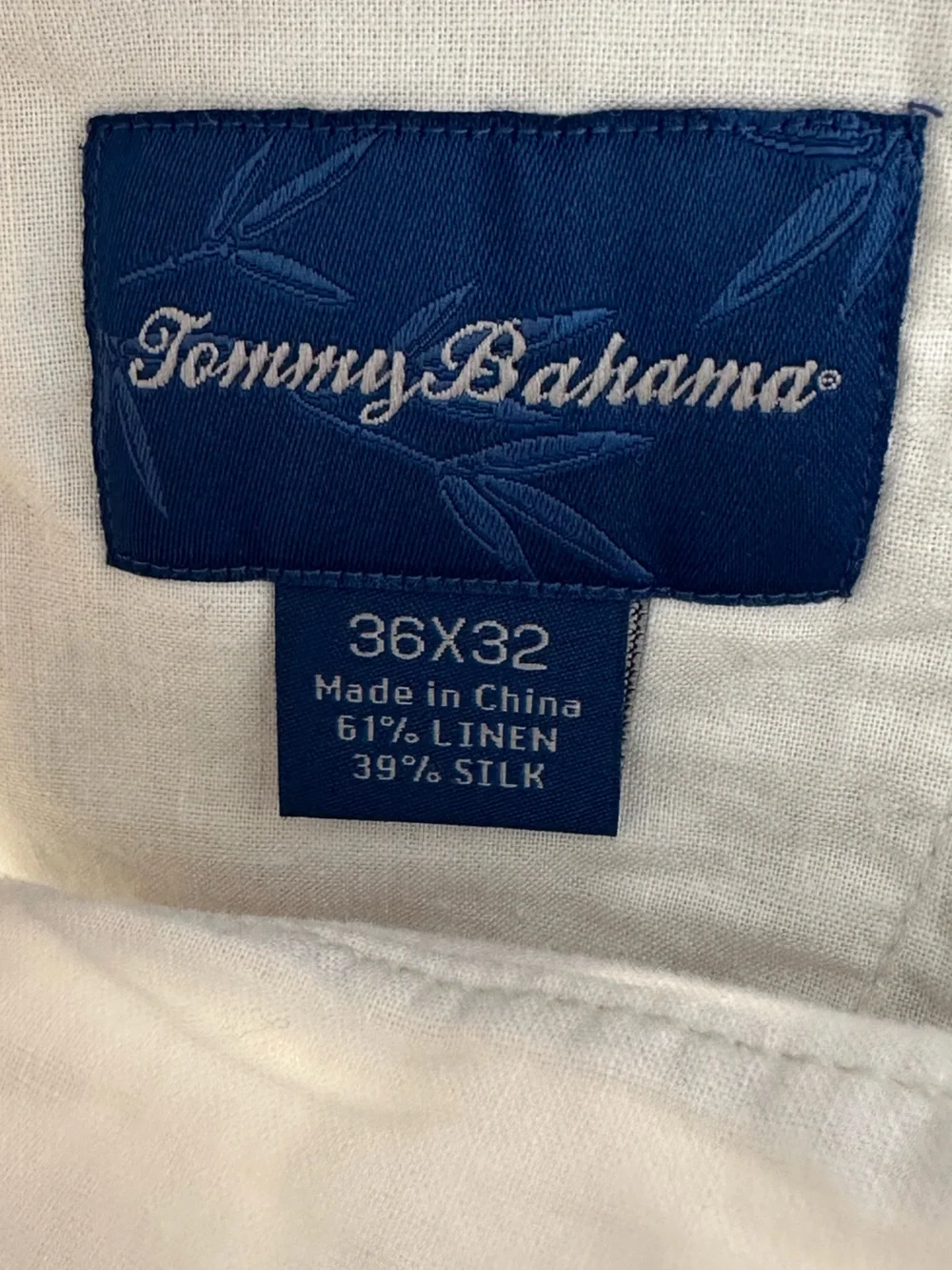 Tommy Bahama Men's Cream Linen & Silk Blend Chinos Resort Vacation Size 36x32‎